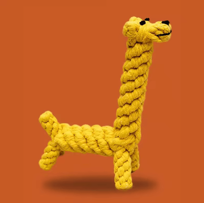 Inspire Picks Hand Woven Cotton Rope Knot Dog Toy For Teeth Grinding & Chewing giraffe