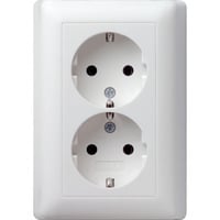 Schutzkontakt-Doppelsteckdose 16 Ampere 250 Volt mit Vollplatte Standard 55 weiß, Retail