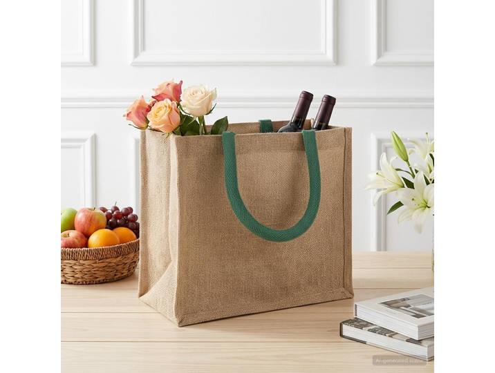 vidaXL Jute-Handtaschen 5 Natürlich und Grün 26 x 22 x 14 cm