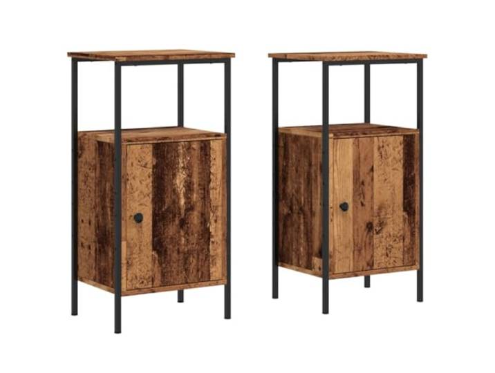 Tmriohed 2er Set Nachttische Altholz-Optik 41x31x80 cm Beistelltisch Kompakte Nachtkonsolen fürs Schlafzimmer mit Ablage und Türfach bieten Ordnung im Vintage-Stil.