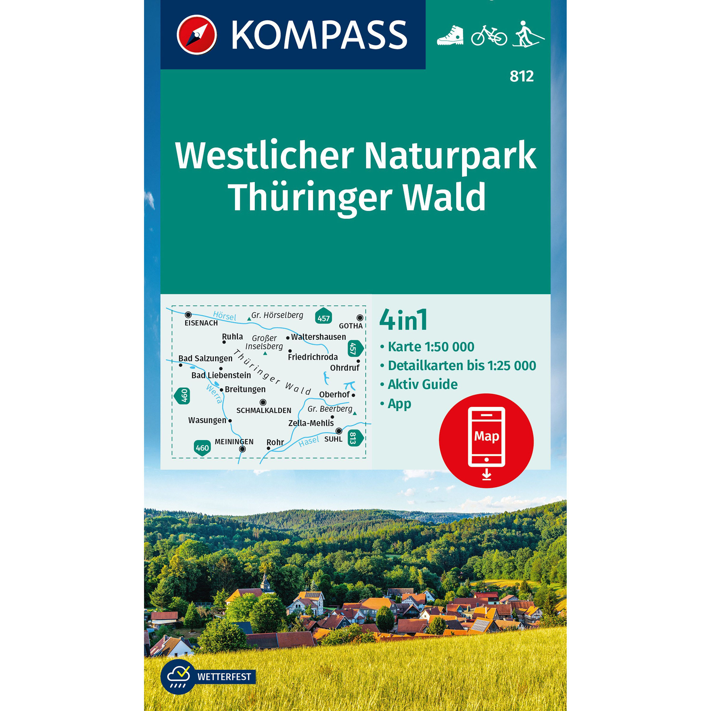 Kompass Verlag WK 812 Westlicher Naturpark Thüringer Wald Topografische Karten akt. Nachaufl. 2023
