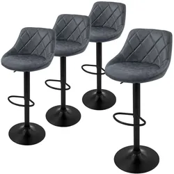 BARHOCKER 4er Set aus Kunstleder Anthrazit höhenverstellbar/drehbar