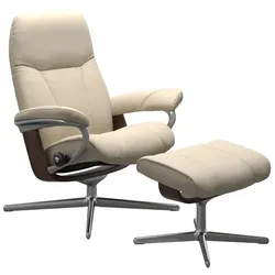 Stressless Sessel mit Hocker Consul Cross Leder Beige Batick Cream M (Medium)