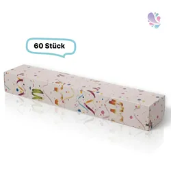 Berliner Box Krapfen Karton KONFETTI 1-teilig 600 × 110 × 80 mm – lebensmittelecht, robust, 60 Stück
