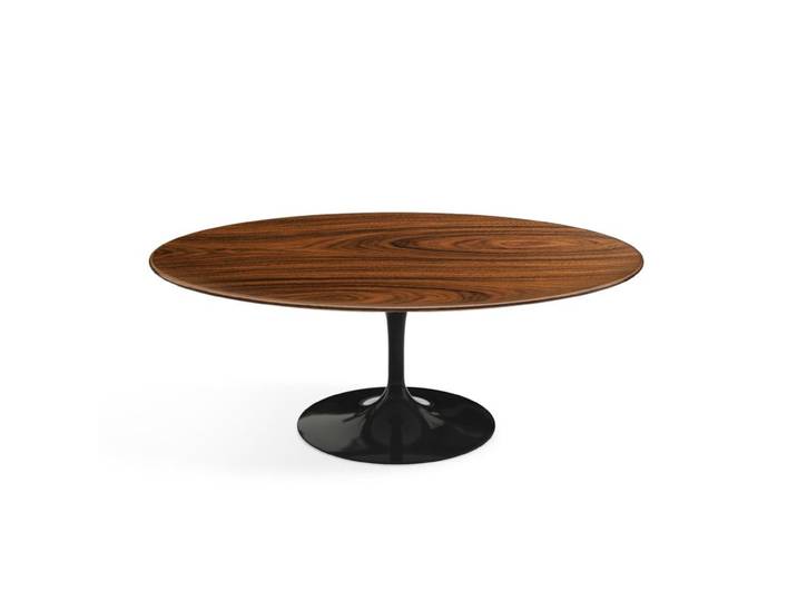 KNOLL table basse ovale TULIP collection Eero Saarinen 107x70 cm (Base noire / plateau Santos Palissandro - Bois et aluminium)