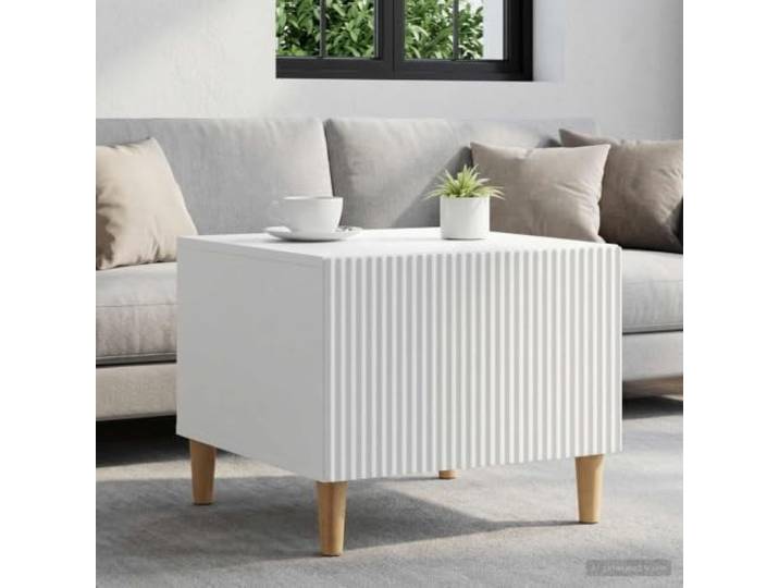 Couchtisch mit Schubladen Weiß 49 x 50 x 40 cm Holzwerkstoff mit Regal Weißer Couchtisch, Holzwerkstoff, mit Schublade und Regal, kompaktes Design, pflegeleichte Oberfläche