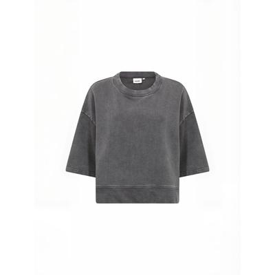 Rundhalspullover WASABI CONCEPT "Wasabi Concept Sweater WA-AILI", Damen, Gr. 38, grau (9870 phantom), Obermaterial: 100% Baumwolle, Pullover Rundhalspullover