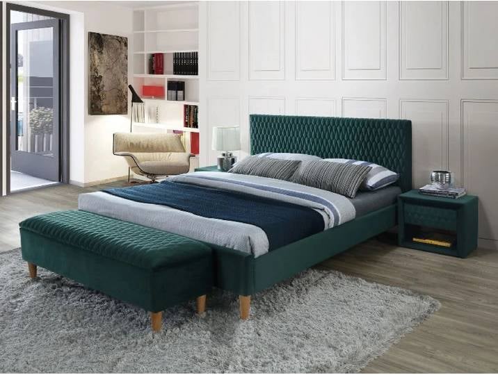 Doppelbett AZURRO VELVET 180 x 200 cm, grün