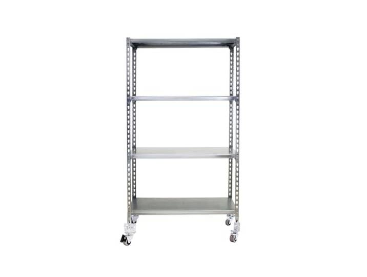 Simon Rack Simonclick Metallregale mit Rollen, 1500 x 900 x 400 mm, 4 Metallböden, 75 kg Flexpunkt, Lagerregale, verzinkt