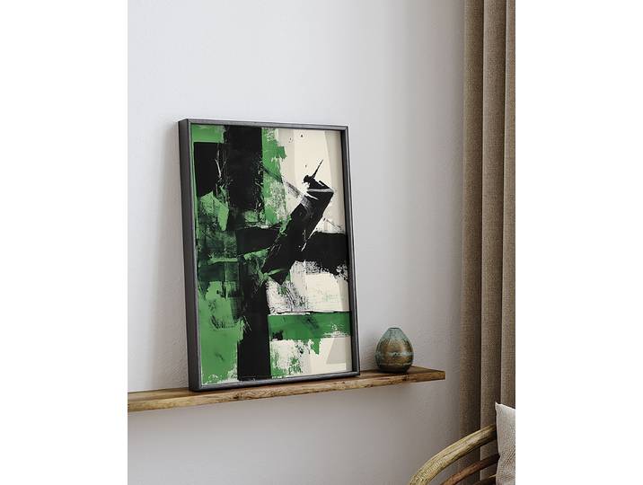 Kunstdruck Green & Black Abstract Art Abdeckung: Acrylglas Rahmen: Buche, lackiert Multicolor 32 x 42cm