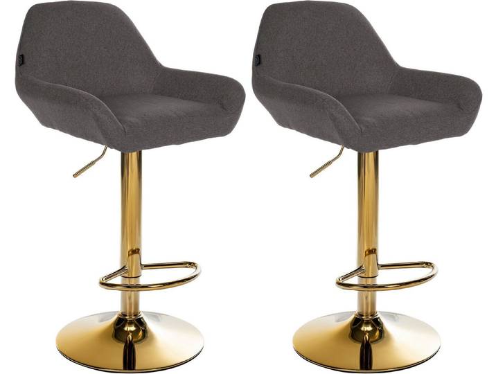 CLP Barhocker Braga (Set, 2er), Stoffbezug, Gold-Optik, höhenverstellbar