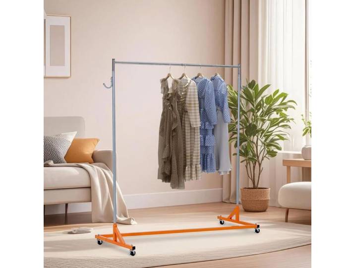 Portant à vêtements en forme de Z - LUNSY - 160x61x168 cm - Orange - Construction robuste - Protection anti-poussière