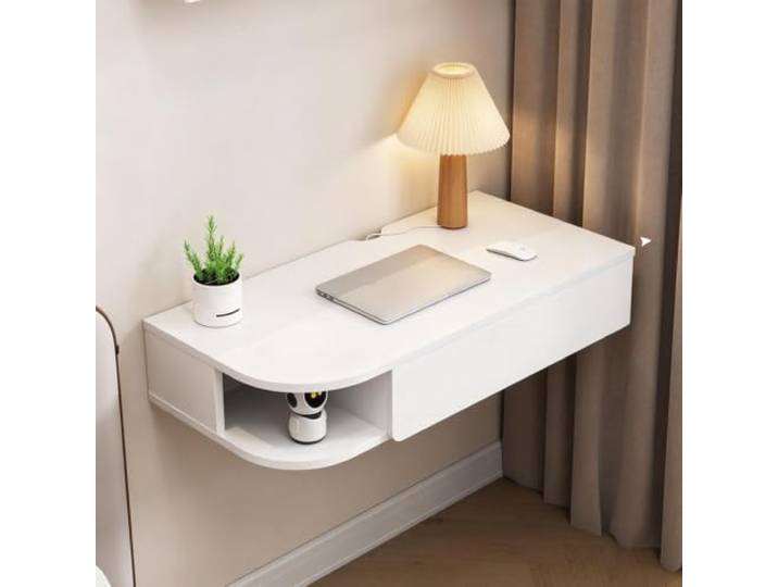 PGZMDTWI Schwebender Schminktisch, Wandtisch, Holz-Arbeitsplatz Platzsparendes Design mit Einfacher Aufbewahrung für Zuhause, Büro und Kleine Wohnung(Right B,80 cm31.50 in)