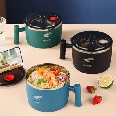 Friendly Fresh Finds Stainless Steel Instant Noodle Bowl With Lid Portable & Sealed For Convenience green