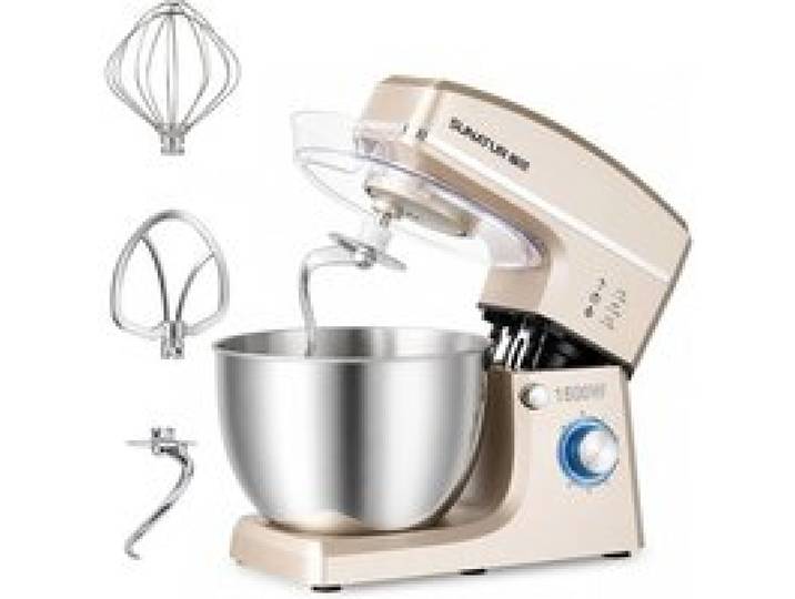 Robot Pâtissier 8L 1500W 6 Vitesses Tête Inclinable Bol Inox 6 Accessoires