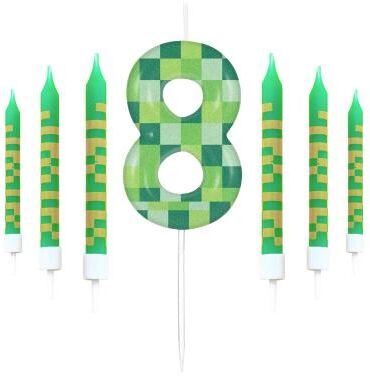 Uplift Treasures Pixel Theme Number Birthday Candles Set For Cake Decoration 8