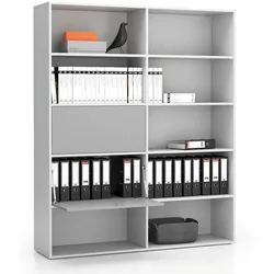 Breites Büroregal LAYERS, 2 Boxen, 1582 x 400 x 1905, weiß / grau