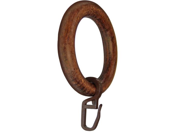Gardinenring GARESA Holzring mit Haken Gr. 1, braun (nussbaum), Ø:28cm, Gardinenbefestigungen, Gardinenring, für Durchmesser bis 28mm, einfache Montage