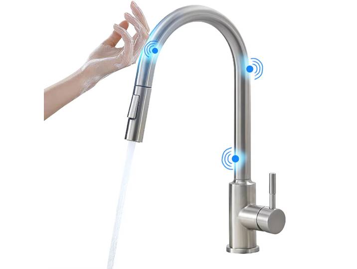 Robinets de cuisine tactiles intelligents, grue pour capteur, robinet d'eau de cuisine, mélangeur d'évier, capteur de robinet tactile rotatif, mélangeur d'eau KH-1015