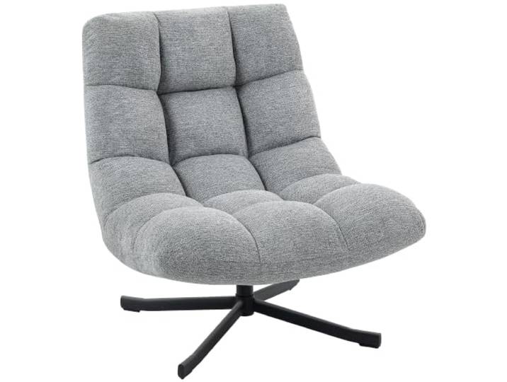 HOMCOM Sessel Drehbar Loungesessel mit Breiter Sitzfläche Grau Gepolsterter Relaxsessel, mit Chenille-Optik, gekreuzter Stahlbeine, Moderner Lesesessel