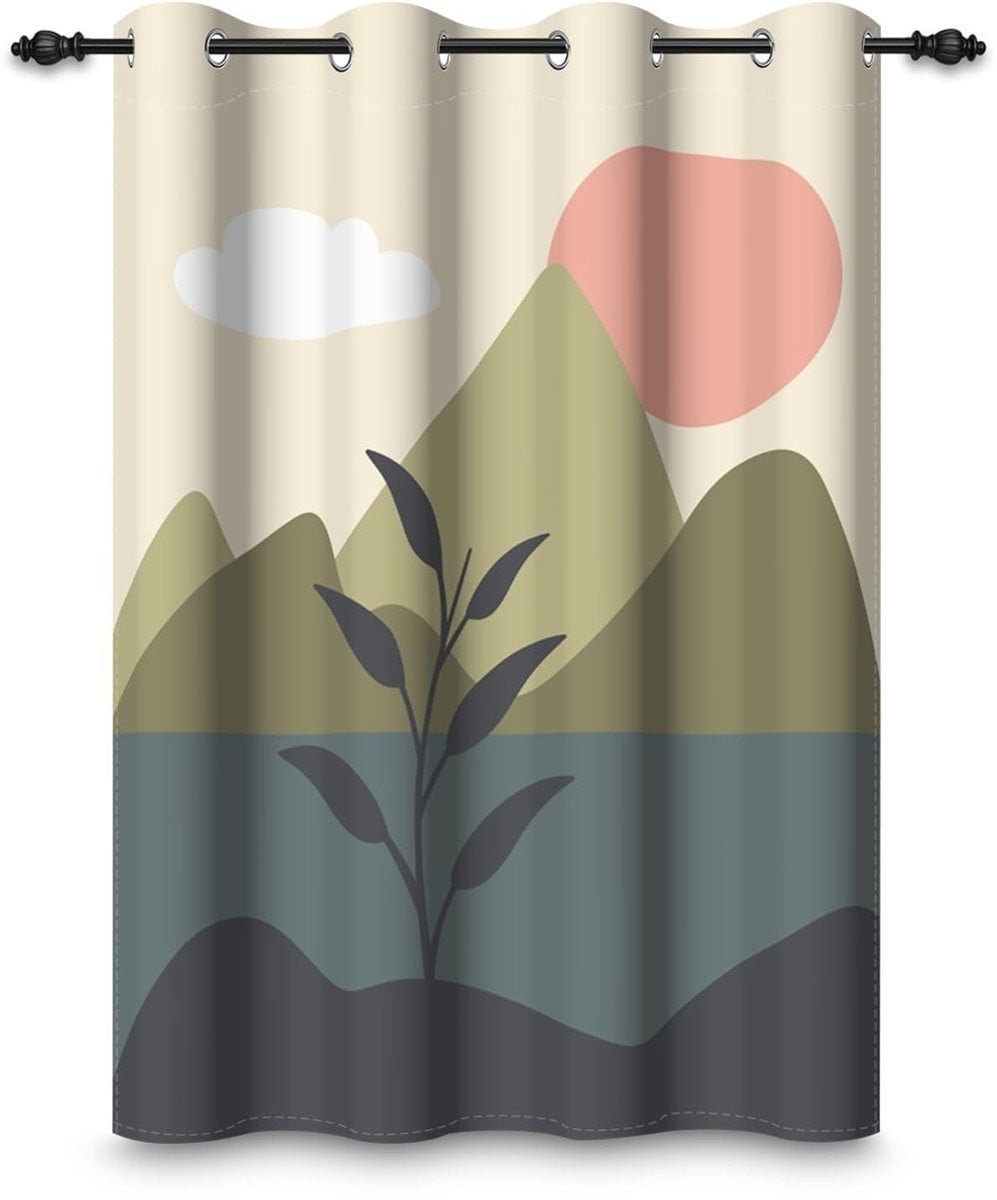 Solidchoice - Abstract Gordijn met Berglandschap, Verduisterend