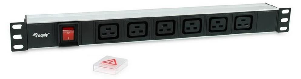 Equip 333319 stekkerdoos 1U met 6x IEC C19 en aan- en uitschakelaar, zwart
