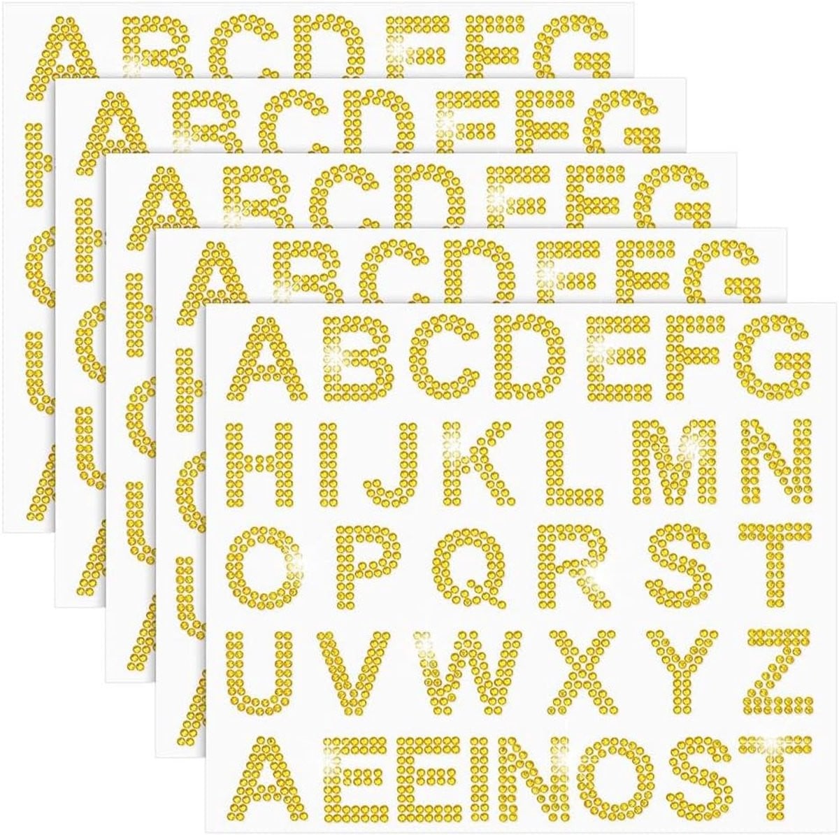 Strass Letterstickers Glitter Alfabet - 170 Stuks - Goud