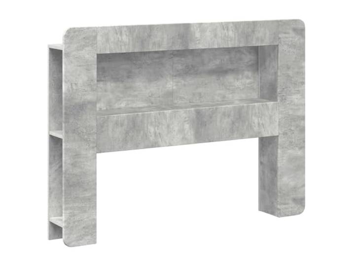hliofuir Kopfteilschrank Betongrau Holzwerkstoff Bett Regal 135x18.5x100cm Praktisches Schlafzimmer Bettkopfteil mit Ablageflächen und Regalen aus stabilem Holzwerkstoff für Bücher und Dekoration.