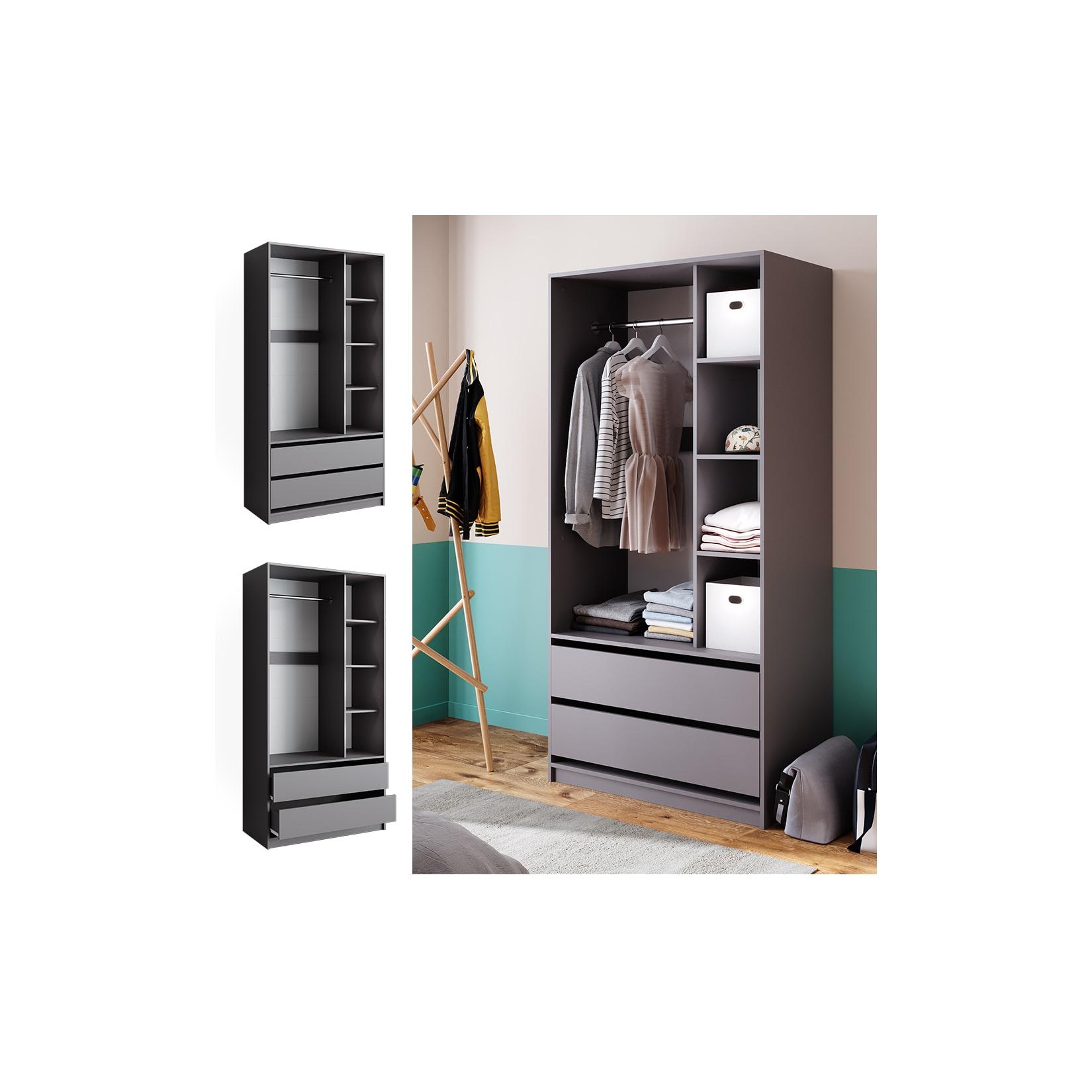 Vicco Kleiderschrank Elmo Anthrazit 100 x 200 cm mit 2 Schubladen