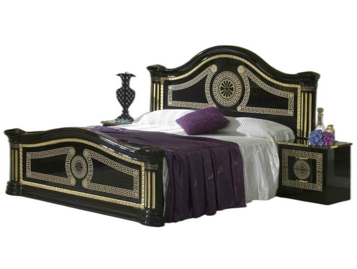 Xlmoebel Bett Luxuriöses Polsterbett aus Holz mit goldenen Akzenten (Nur Bett, 1-tlg., Nur Bett), Hergestellt in Europa