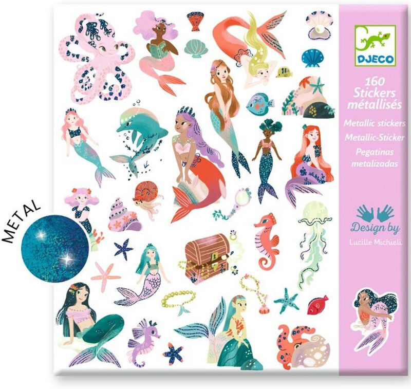 Pochette 160 Stickers métallisés Scintillantes Sirènes - Djeco