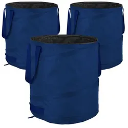 relaxdays 3er-Set Laubsack selbstaufstellend 85 Liter blau