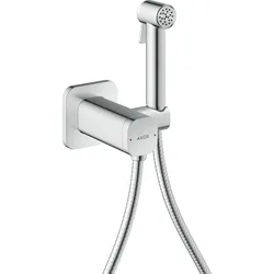 hansgrohe AXOR Bidette Showers Bidette Handbrause 1-jet EcoSmart, softsquare, füt Mischwasser, mit Brausehalter und Brauseschlauch 1,25m, 29243000, Farbe: Chrom