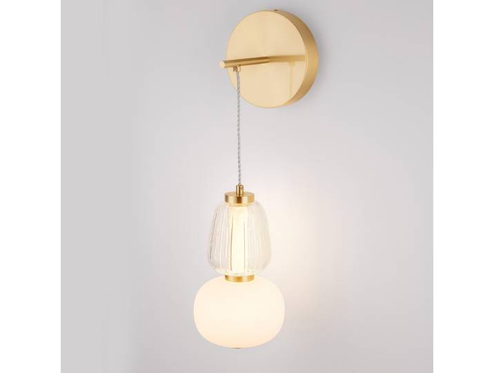 Applique Movil Ø 17cm Doré/Doré aluminium / verre opale LED non-remplaçables Module LED