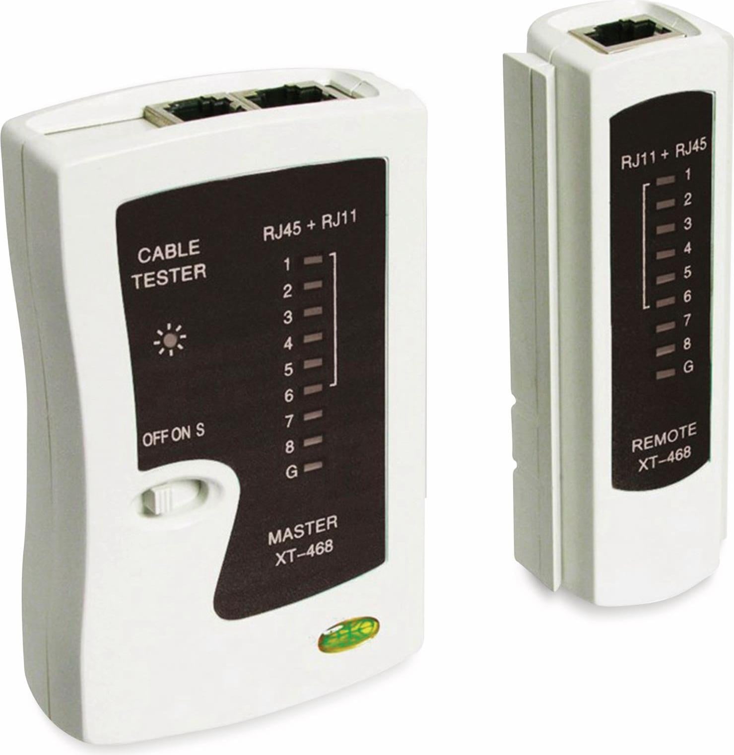 Goobay 68856 netwerkkabeltester voor CAT 5/6 netwerk- en ISDN-verbindingen, zwart-wit