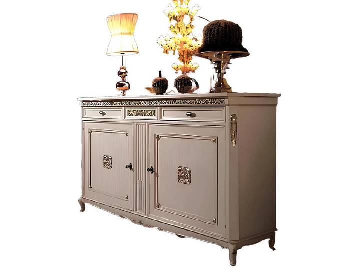 Xlmoebel Kombikommode Weiße Holzkommode im klassischen Antik-Stil mit eleganten Verzierungen (Kommode, Kommode), Hergestellt in Italy