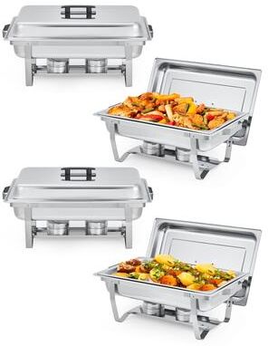 Garvee 2/4/6 Pack Chafing Dishes for Buffet, 8QT Stainless Steel Buffet Servers and Food Warmers
