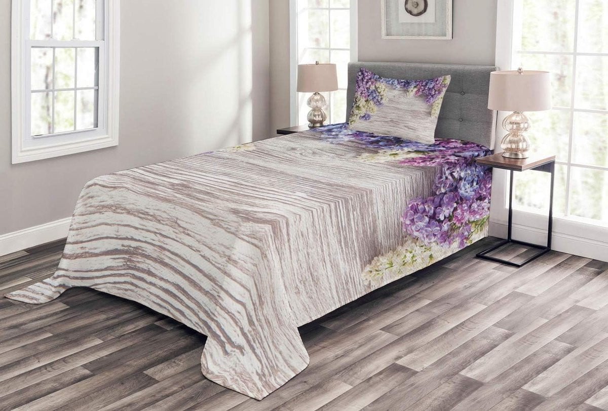 Bedsprei Set Lila Violet - Gewatteerde Dubbelzijdige Bedsprei - 170 x 220 cm