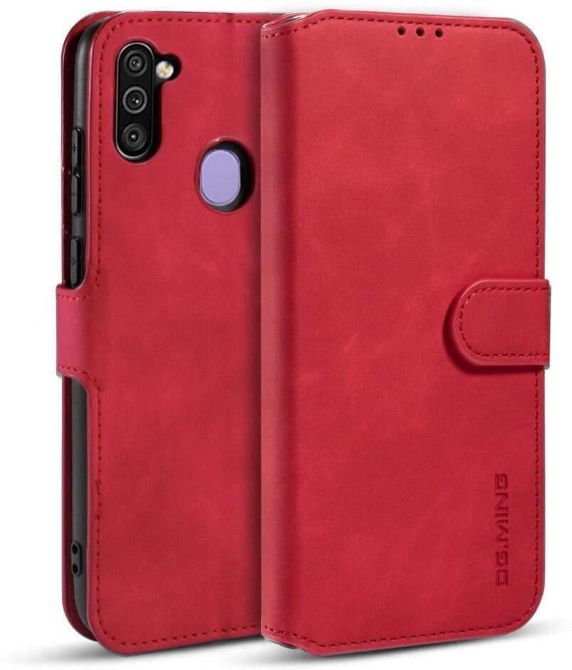 DG. Ming Samsung Galaxy M11 DG.MING Retro Læder Cover m. Kortholder - Rød