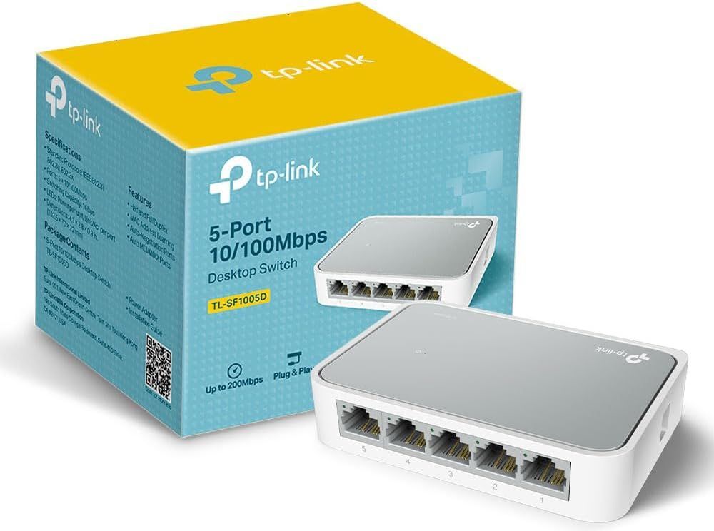 TP-LINK TL-SF1005D 5-Port Ethernet Switch – 10/100 Mbps Desktop Hub