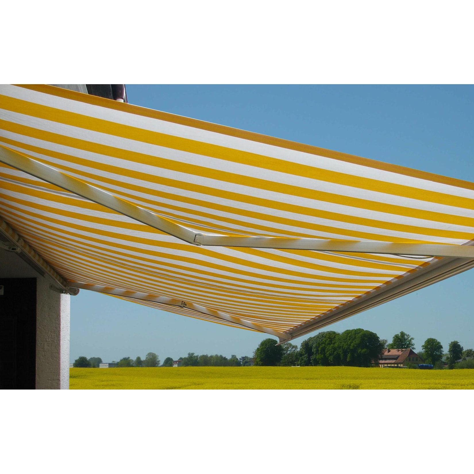 Elektrische Kassettenmarkise H123, Markise Vollkassette 4,5x3m ~ Polyester Orange/Weiß