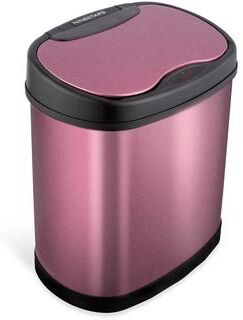 NINESTARS 3.2 Gallon Oval Stainless Steel Motion Sensor Trash Can, Burgundy