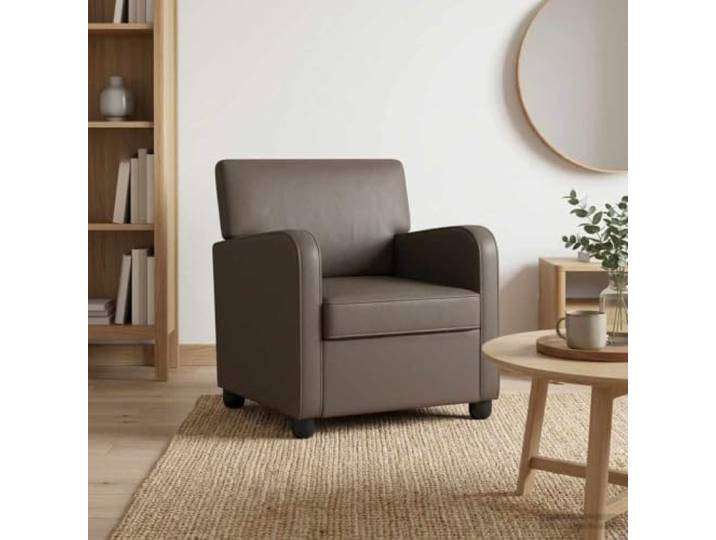 Sessel Glänzendes Braun Kunstleder Moderner Lesesessel,ergonomische Armlehnen,Schaumstoffpolsterung,stabile quadratische Füße,Innenbereich
