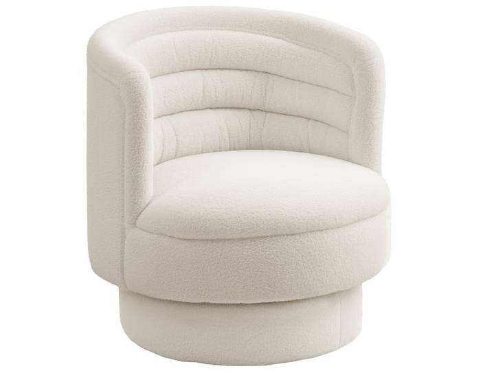 DREHBARER Polstersessel, Lounge-Sessel mit Kautschukholzrahmen, Cremeweiß