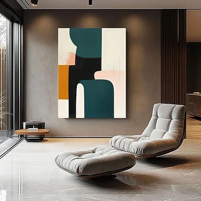 Moderne abstrakte Wandkunst auf Leinwand, Gemälde in Erdtönen, vertikal, grün, schwarz, neutral, Poster, minimalistisch, zeitgenössisch, Wohnaccessoire