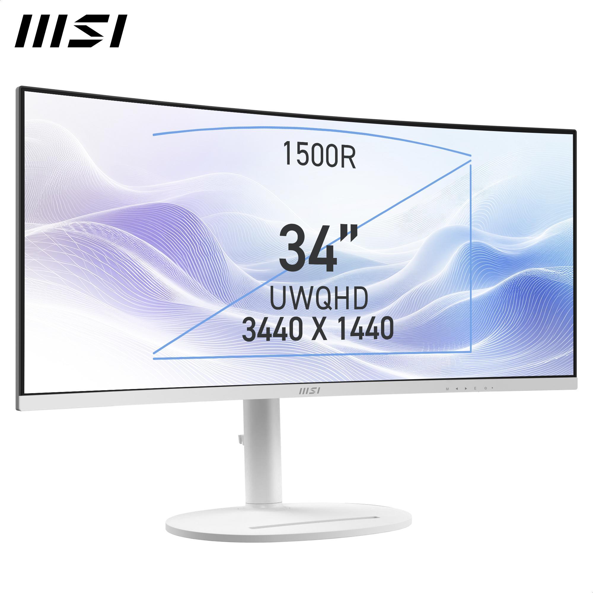 MSI Modern MD342CQPWDE, 86,4 cm (34"), 3440 x 1440 Pixel, UltraWide Quad HD, LCD, 4 ms, Weiß