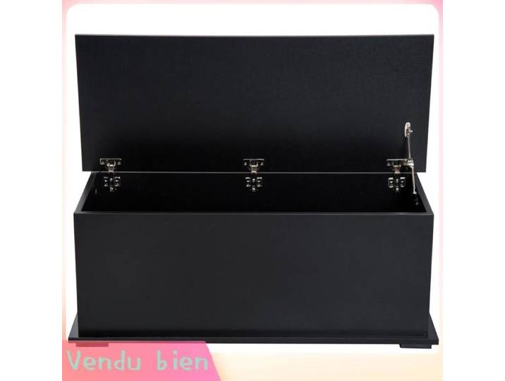 LIA Coffre de rangement à jouets grande capacité charnière verrouillée en bois noir 100x40x40 cm