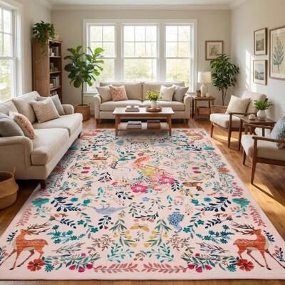 Garvee Machine Washable Animal-Print Area Rug with Rubber Back Non Slip