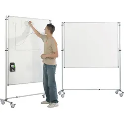Fahrbare Tafel Weiß in Stahl