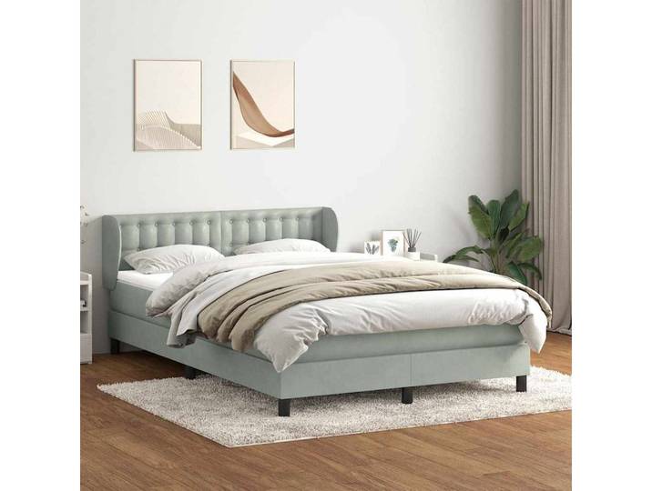 vidaXL Boxspringbett, Boxspringbett mit Matratze Hellgrau 160x210 cm Samt